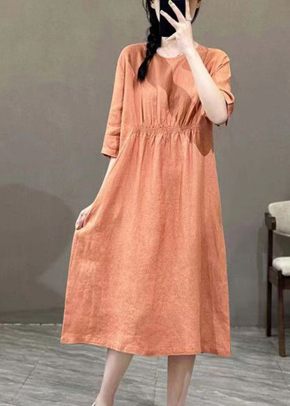 Handmade Orange O-neck Patchwork Maxi Dress Summer
