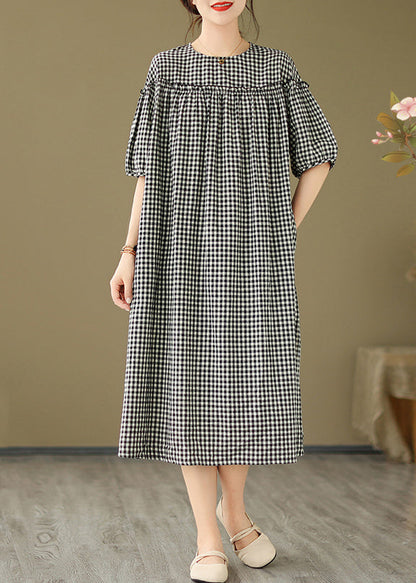 Handmade Plaid Ruffled Patchwork Party Maxi Dress Summer