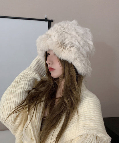 Handmade White Knit Faux Fur Bonnie Hat