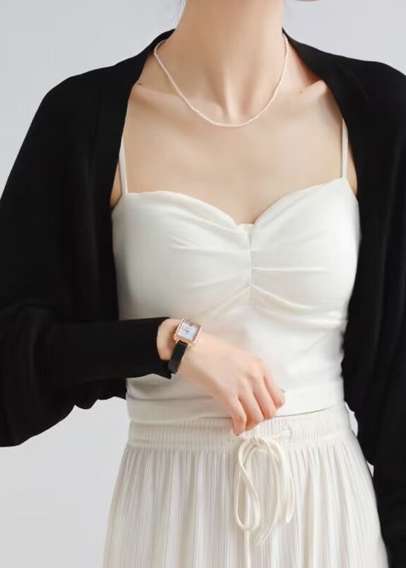 Handmade White O-neck Ice Silk Knit Cardigans Spring