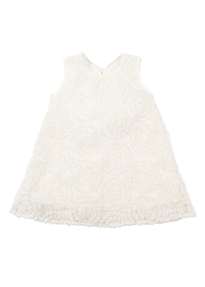 Handmade White Pearl Patchwork Cotton Kids Mid Dresses Summer