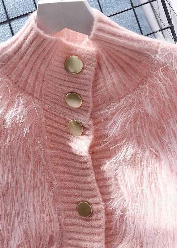 Imitation Mink Fleece Jacket High Neck Short Sweater