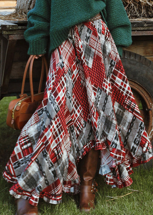 Italian Asymmetrical Print a Line Skirts Summer