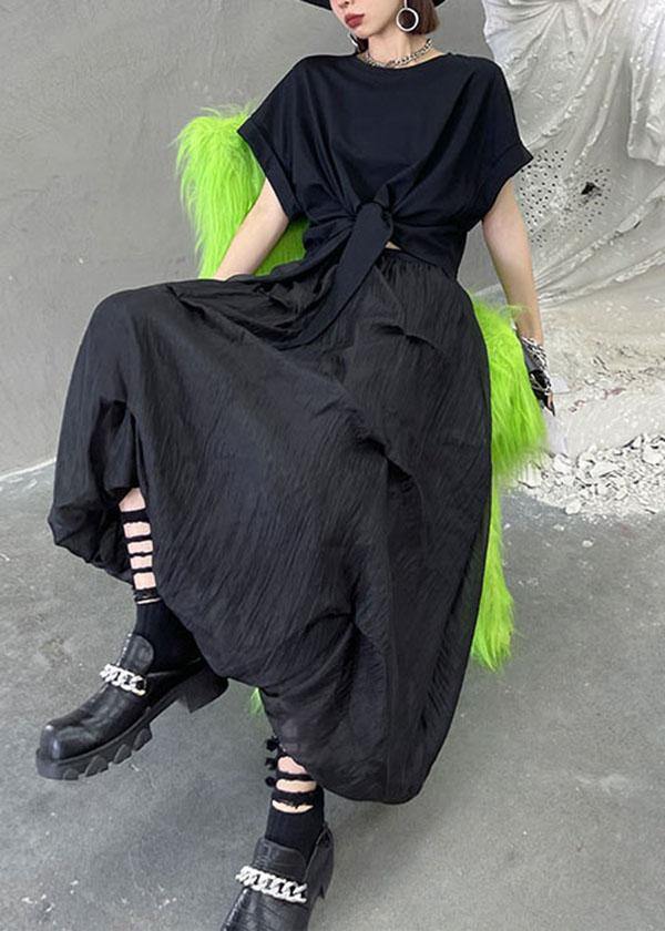 Italian Black Chiffon Summer Skirts Tiered