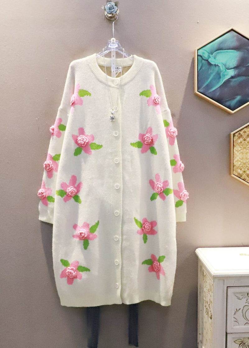 Italian Black O-neck Warm Knit Loose Cardigan Spring