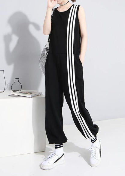Italian Black Sleeveless Rompers Summer