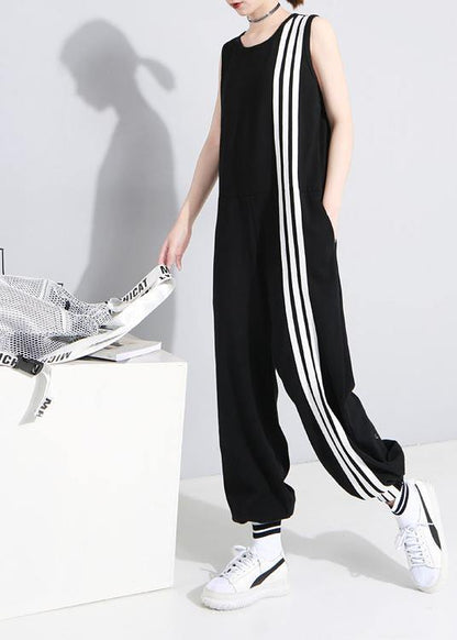 Italian Black Sleeveless Rompers Summer