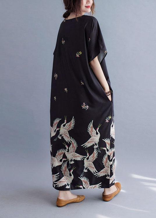 Italian Green Lotus V Neck Pockets Print Summer Holiday Dress Short Sleeve