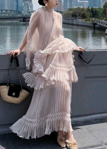 Italian Bow Wrinkled Top and a Line Skirts Two Pieces Set Summer