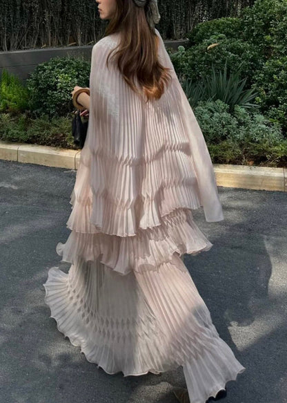 Italian Bow Wrinkled Top and a Line Skirts Two Pieces Set Summer