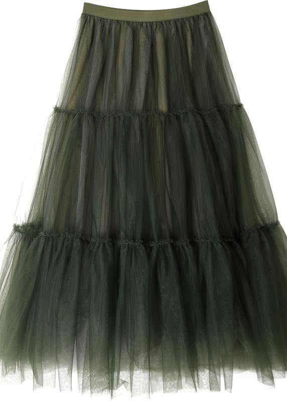 Italian Green Asymmetrical Design Tulle Skirts Summer