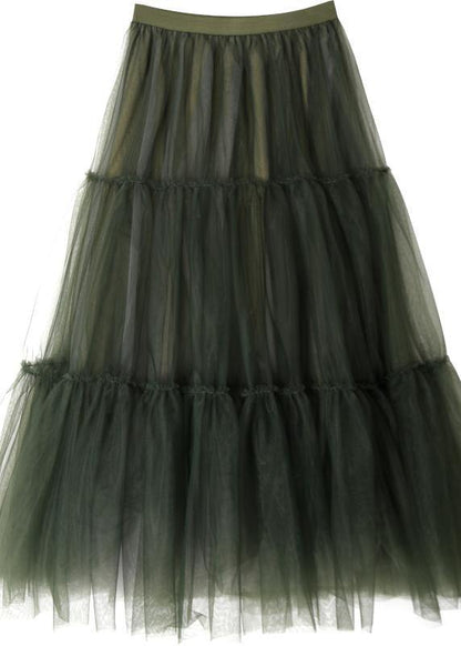 Italian Green Asymmetrical Design Tulle Skirts Summer