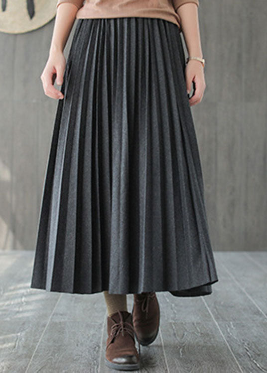 Italian Grey Black Woolen Pleated Fall Skirts