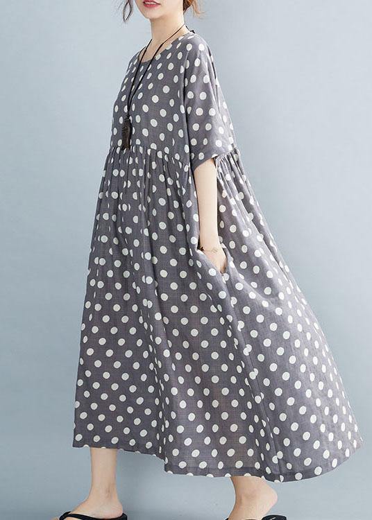 Italian Grey Dot Patchwork Summer Party Dresses