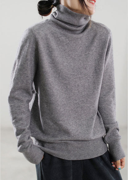Italian Khaki Turtle Neck Knit Sweaters Winter
