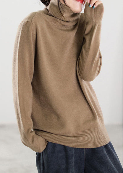 Italian Khaki Turtle Neck Knit Sweaters Winter