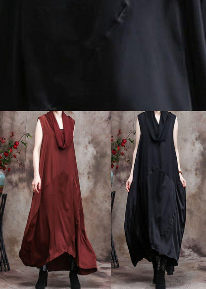 Luxy Burgundy Long Silk Dresses