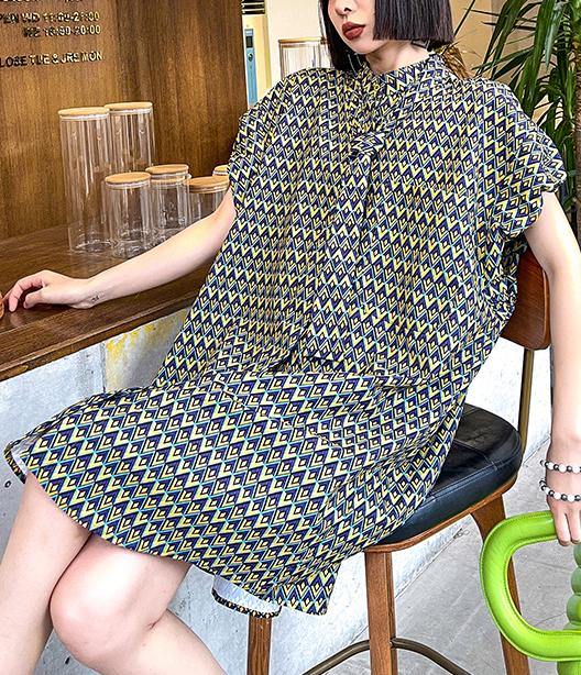 Italian Print Pockets Cotton Button Summer Ankle Dress