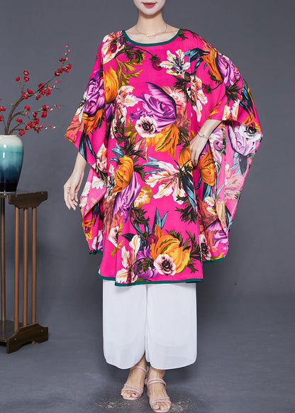 Italian Rose Oversized Print Ice Silk Long Dresses Summer