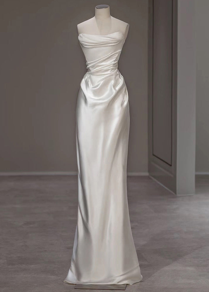 Italian White Wrinkled Silk Party Dress Summer