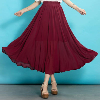 Italian Burgundy Chiffon Clothes for High Waist Robe Summer Dresses