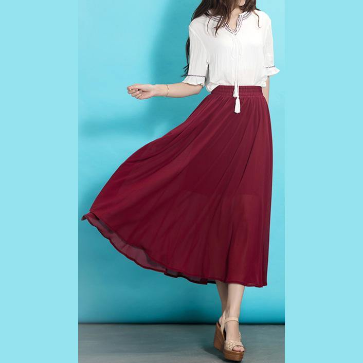 Italian Burgundy Chiffon Clothes for High Waist Robe Summer Dresses