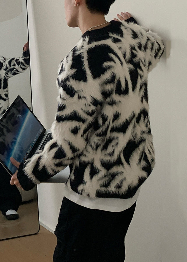 Jacquard Coffee Fluffy Cozy Sweaters O Neck Winter