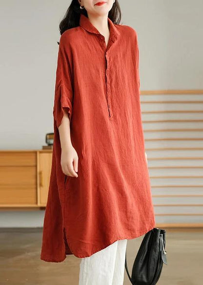 Jade White-snowflake Linen Linen Shirt Dress