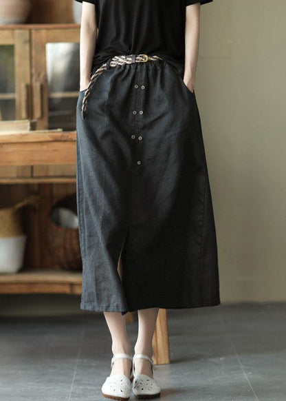 Khaki Asymmetrical Design Patchwork Summer Ramie a Line Skirt