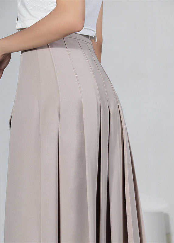 Khaki Asymmetrical Design Summer a Line Skirt