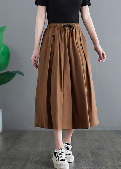 Khaki Elastic Waist Wide Leg Pants