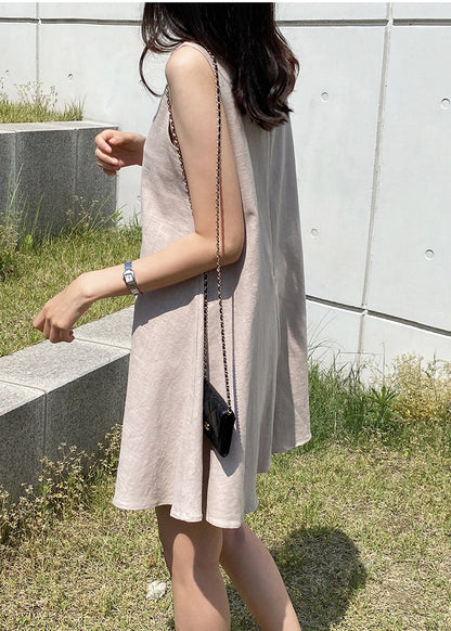 Khaki Patchwork Mid Dresses Sleeveless