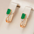 Elegant Earrings in Green Crystal with Zirconia in Gold