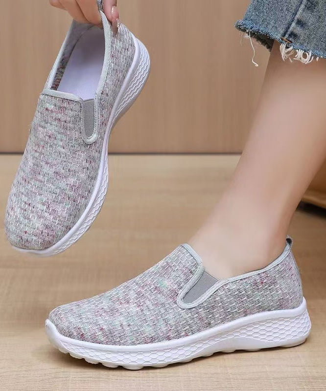 Knit Fabric Flat Shoes for Fine Print Flat Shoes