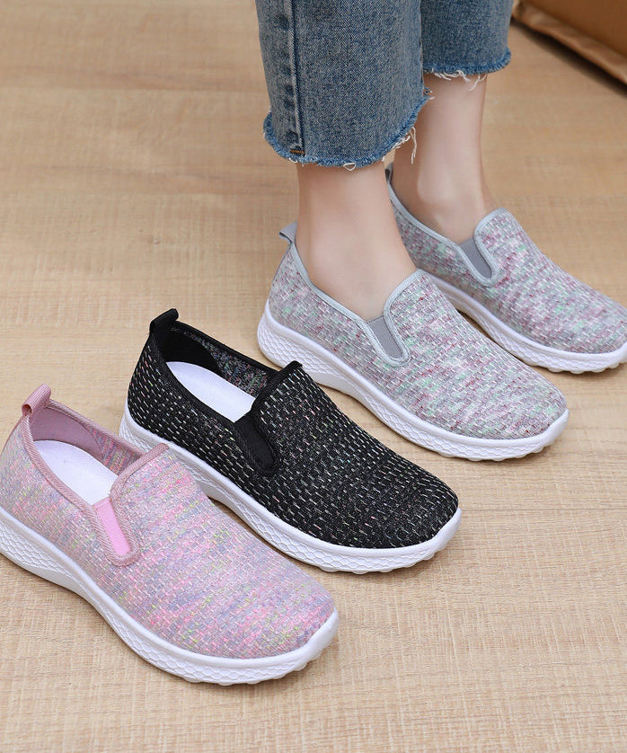 Knit Fabric Flat Shoes for Fine Print Flat Shoes