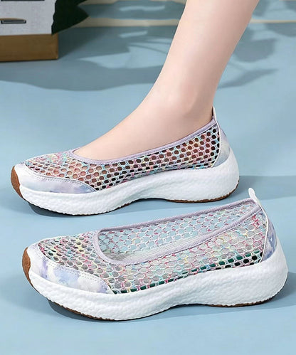 Knit Fabric Flat Shoes for Hollow Out Flat Shoes for