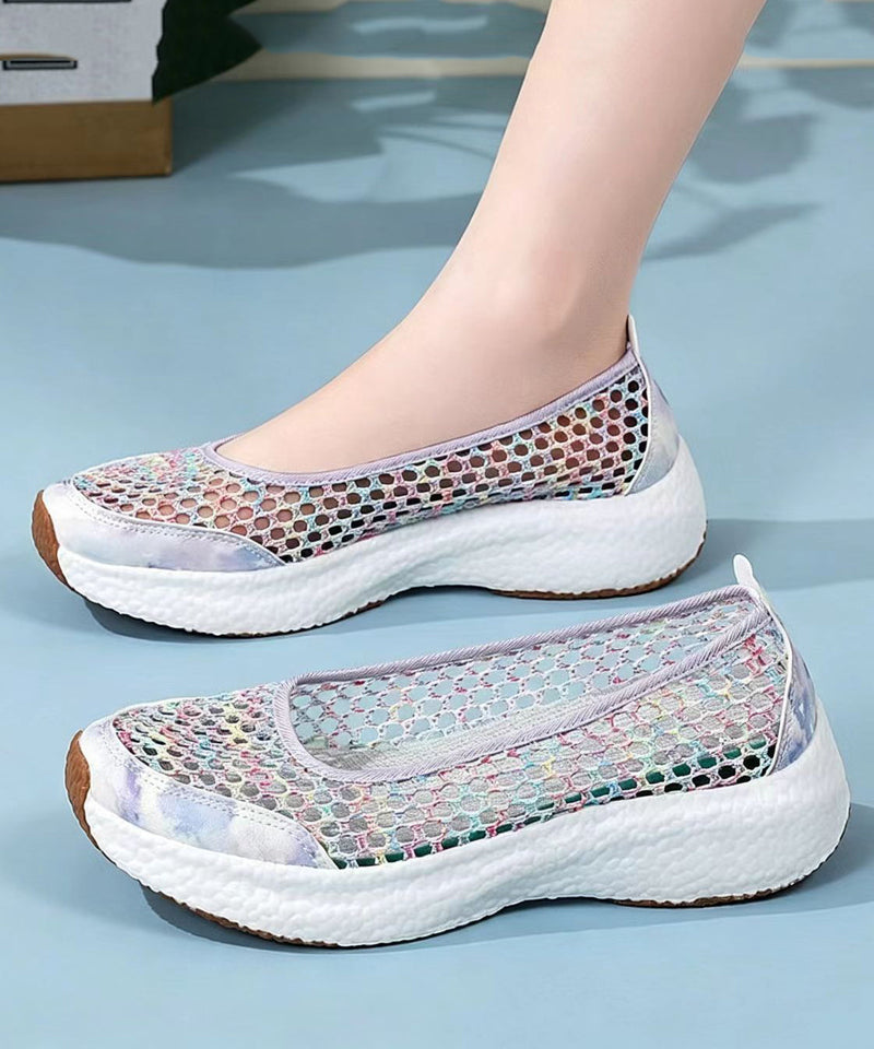 Knit Fabric Flat Shoes for Hollow Out Flat Shoes for