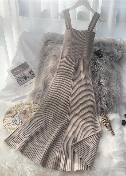 Knitted Big Hem Sweater Wardrobes Classy Sleeveless Daily Knit Dress