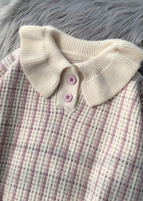 Korean Version of Short Light Purple Sweater Suit Loose Skirt Two-piece Suit
