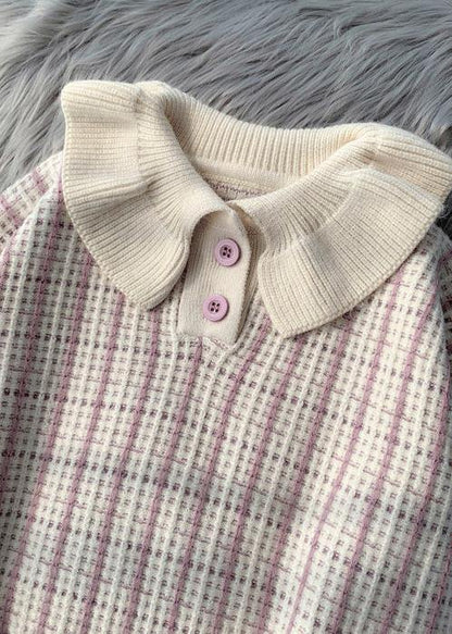Korean Version of Short Light Purple Sweater Suit Loose Skirt Two-piece Suit