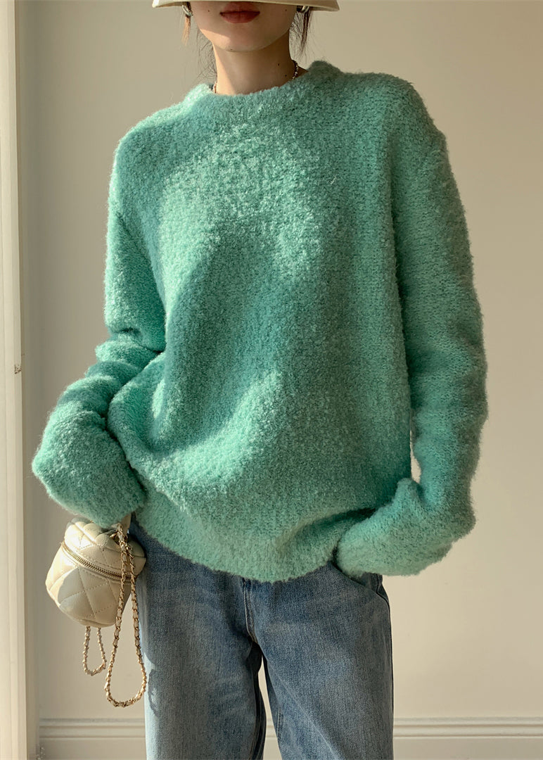 Lake Blue Cozy Thick Knit Sweater O-neck Spring