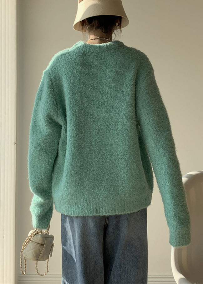 Lake Blue Cozy Thick Knit Sweater O-neck Spring