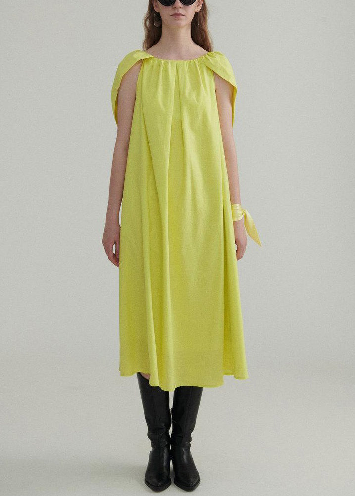 Light Green Linen Dress Ruffled Short Sleeve