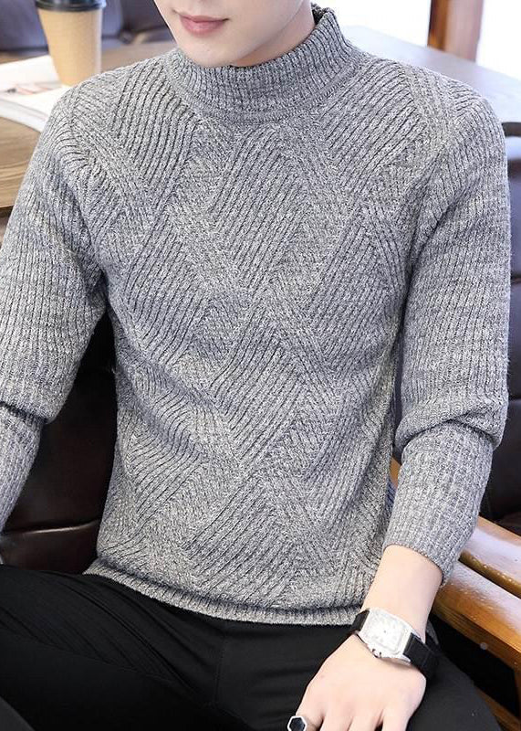 Light Grey Cozy Knit Winter Sweater Turtleneck
