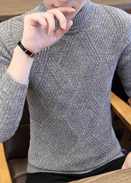 Light Grey Cozy Knit Winter Sweater Turtleneck