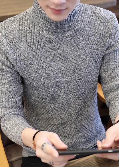 Light Grey Cozy Knit Winter Sweater Turtleneck