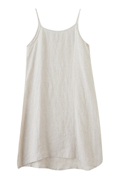 Linen Colour Spaghetti Strap Dress Sleeveless