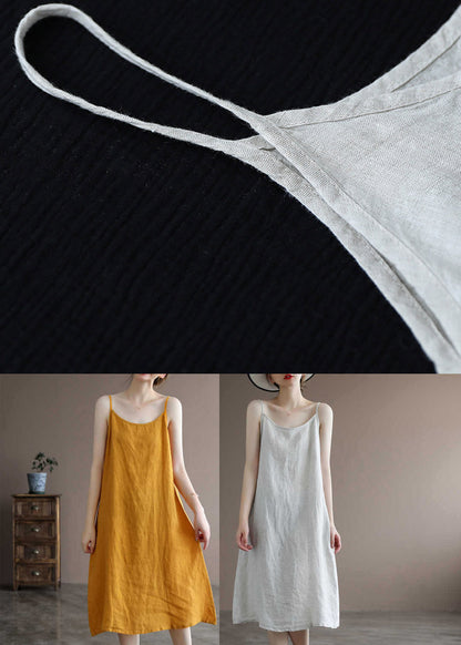 Linen Colour Spaghetti Strap Dress Sleeveless
