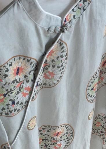 Loose Auspicious Clouds Dress Stand Collar Falf Sleeve Dress