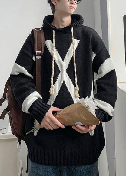 Loose Beige Hooded Cozy Knit Sweaters Winter